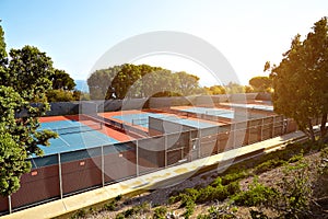 Outdoor tennis court with nobody in Malibu