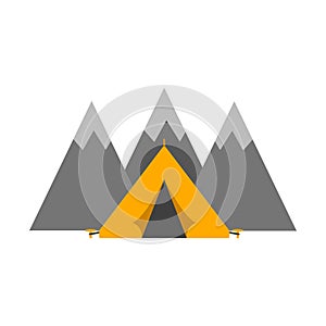 Outdoor tent mountaineering sport vector illustration.