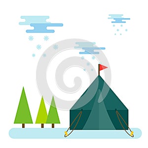 Outdoor tent vector illustration nature leisure travel activity camping camp adventure tourism hiking vacation forest