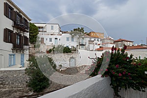 Outdoor terrace at Hydra island , Argosaronikos