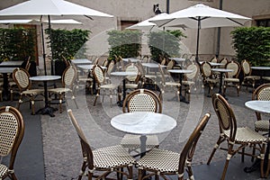 Outdoor terrace of restaurant