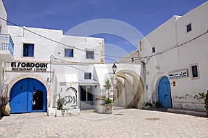 Outdoor Terrace, Restaurant and Hotel at Djerba Market, Tunisia