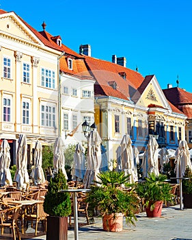 Outdoor terrace restaurant street Hungary