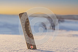 Outdoor thermometer indicating low temperature