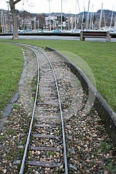 Outdoor train track that invites to travel