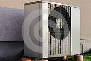 Outdoor unit air-water heat pump. Fan grille.