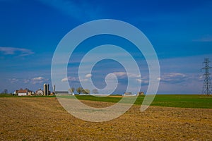 Outdoor view of Amish country farm barn field agriculture in Lancaster