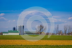 Outdoor view of Amish country farm barn field agriculture in Lancaster