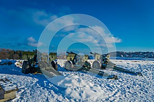 Outdoor view of antiaircraft gun in Trondheim