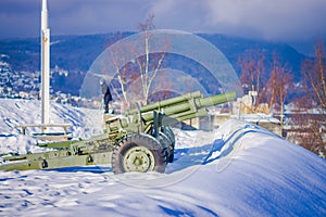 Outdoor view of antiaircraft gun in Trondheim