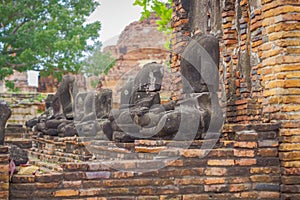 Outdoor view of Ayutthaya Historical Park covers the ruins of the old city of Ayutthaya, Phra Nakhon Si Ayutthaya
