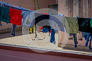 Outdoor view of clothes drying in the sun in Otavalo