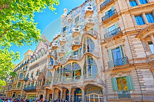 Outdoor view Gaudi`s creation - Casa Batlo. Building that is n