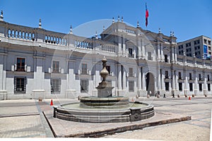 Outdoor view of the La Moneda Palace in Santiago, Chile photo
