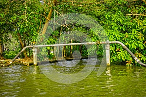 Outdoor view of pipeline on the Chao Phraya river. Thailand, Bangkok