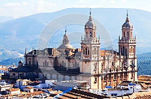 Outdoor view of Renaissance style Cathedral in Jaen