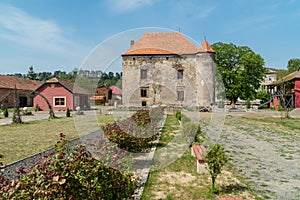 Outdoor view of Saint MiklÃ³s castle in Chynadiyovo, Zakarpattya region, Ukraine