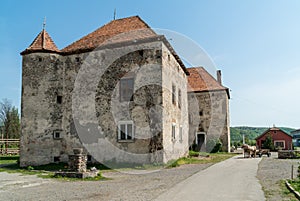 Outdoor view of Saint MiklÃ³s castle in Chynadiyovo, Zakarpattya region, Ukraine