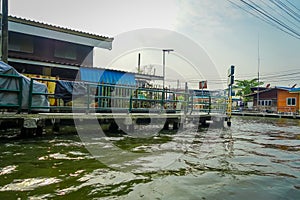 Outdoor view of stoned path in the border of the Chao Phraya river. Thailand, Bangkok