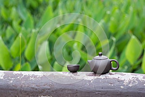 Outdoor view of tea set