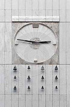 Outdoor wall clock in Bratislava, Slovakia.