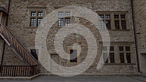 Outdoor wall of monumental castle in Sanok.