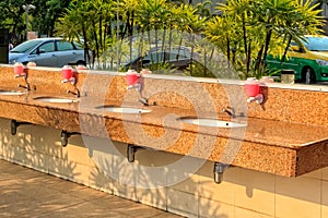 Outdoor Washbasin in Gas Station