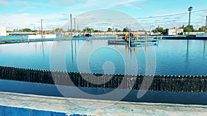 Outdoor wastewater treatment plant in daylight