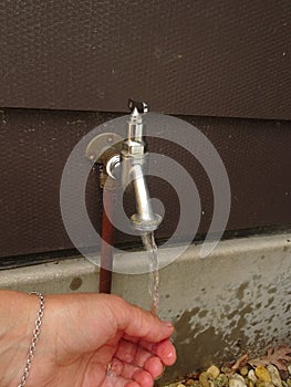 outdoor water tap in the garden