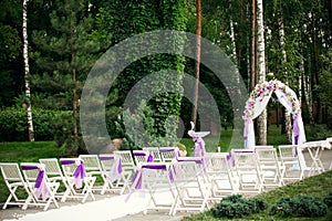 Outdoor wedding ceremony decoration photo