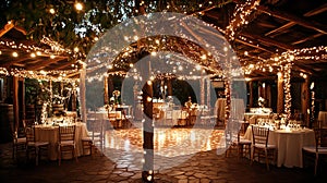 Outdoor Wedding Reception, Night, Lights, Rustic Venue