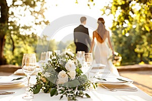 Outdoor Wedding Reception Table Setting