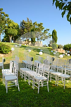 Outdoor wedding reception. Wedding decorations