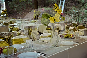 Outdoor wedding table detailed with decoration