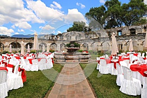 Outdoor wedding venue in Santa Clara convent ruins, Antigua Guatemala photo