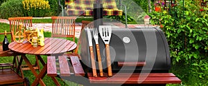 Outdoor Weekend BBQ Grill Party Or Picnic Concept
