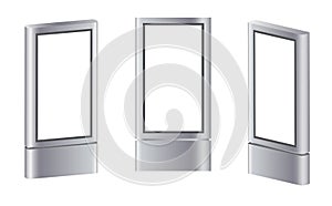 Outdoor white lightbox citylight advertising stand. Advertising digital signage mockup. City outdoor billboard mockups