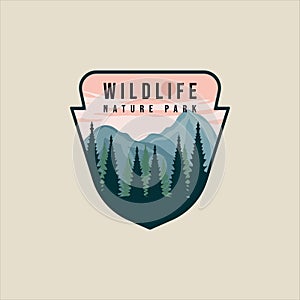 outdoor wildlife emblem logo vector illustration template icon graphic design. forest and nature sign or symbol for adventure and
