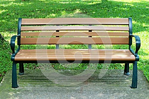 Outdoor Wooden Bench Isolated in the City Park