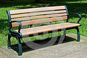 Outdoor Wooden Bench Isolated in the City Park