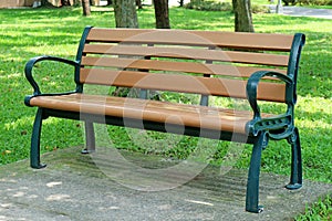 Outdoor Wooden Bench Isolated in the City Park