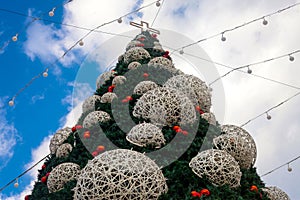 Outdoors Christmas tree going into the sky