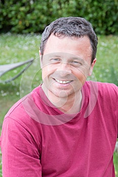 outdoors handsome man smiling and happy