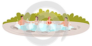 Outdoors hot tub semi flat RGB color vector illustration