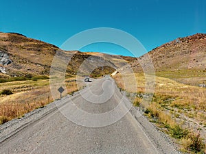 Outdoors nature landscape blue sky empty road mountains environment route