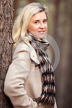 Outdoors portrait of beautiful women 40 years old laughing