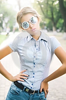 Outdoors portrait of beautiful young girl.