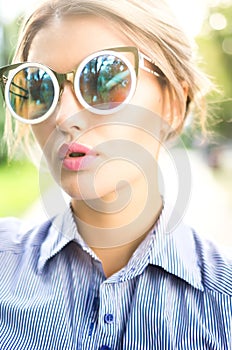 Outdoors portrait of beautiful young girl.