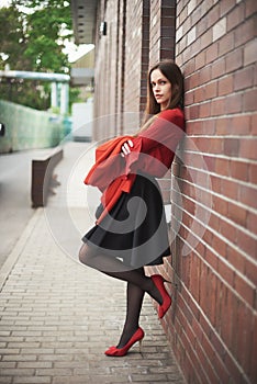 Outdoors portrait of a fashional beautiful woman