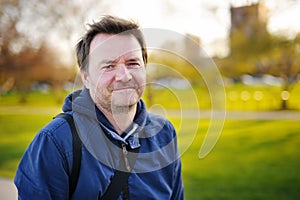 Outdoors portrait of middle age man